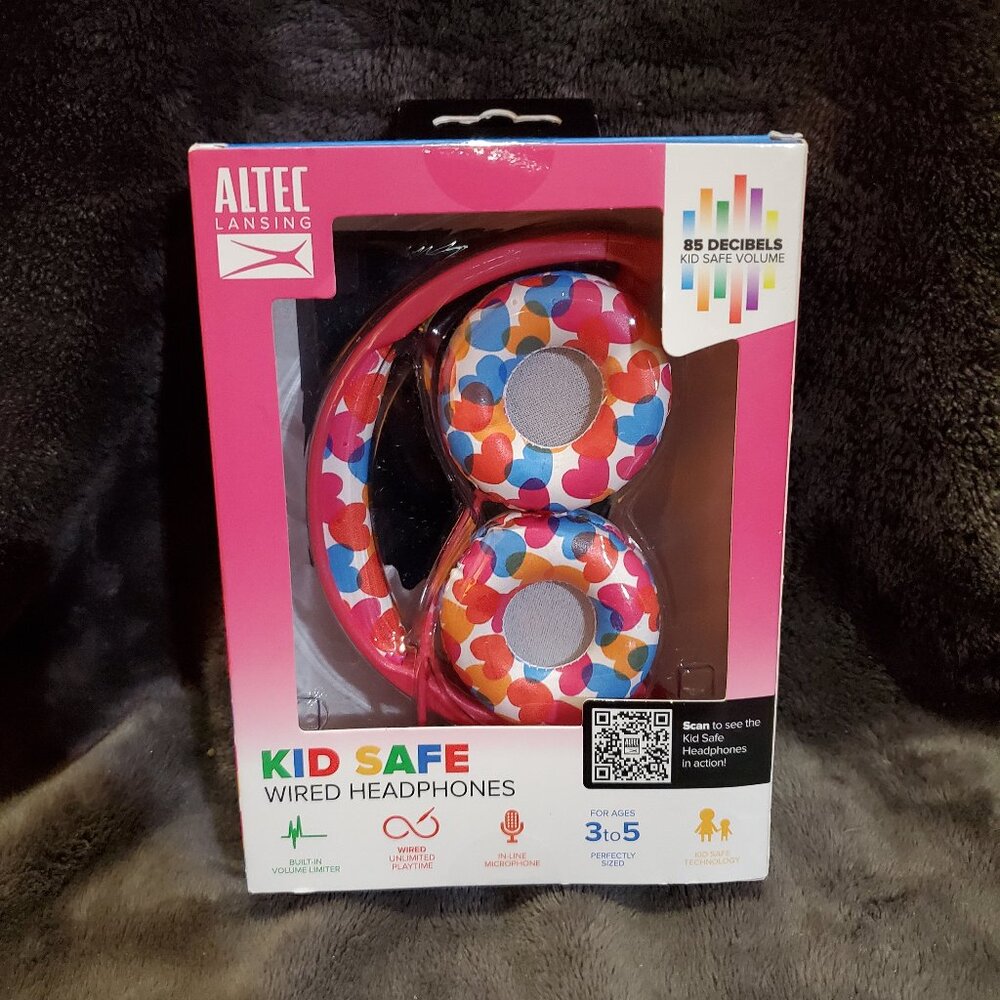 Altec Wired Kid Safe Headphones Built-In Volume Limiter Pink Headset Ages 3-5